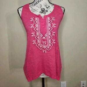 French Laundry Pink Embroidered Sleeveless Top,  M